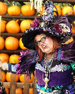 Gardner Village Witches - Lucinda the witch at the pumpkin house  