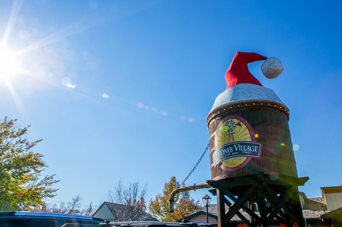 Christmas at Gardner Village - santas hat on the water tower at Gardner Village 