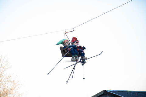 Gardner Village Christmas Elves - Elves on a ski lift at Gardner Village  