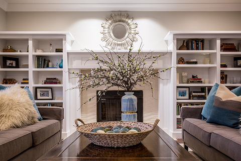 Down to Earth Projects | Castlefield Lane - Built in shelving fireplace interior design 