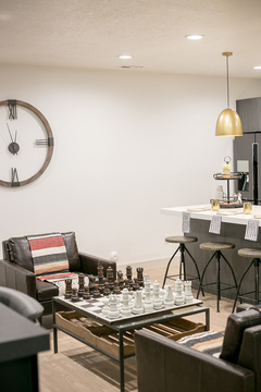 Down to Earth Projects | Urban Ridge Road - Low leather chairs game room 