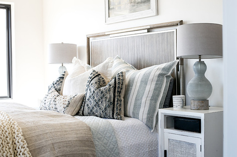Down to Earth Projects | Urban Ridge Road - Bedroom style metal wood headboard throw pillows 
