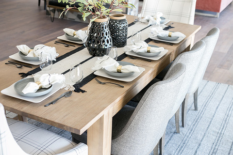 Down to Earth Projects | Urban Ridge Road - Light wood grained dining table 8 chairs 