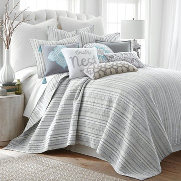 Bondi Quilt Set - light grey stiped quilt set 