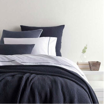 Bubble Blue Quilt - navy blue quilt waffle weave fabric 