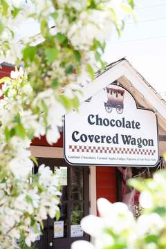 Chocolate Covered Wagon at Gardner Village - chocolate covered wagon candy shop in spring 