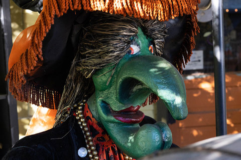 Gardner Village Witch Displays - green faced witch displays 