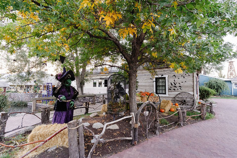 Gardner Village Witch Displays - witch with her bats 