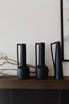 Down to Earth Projects | Salt Lake Residence - three black vases 