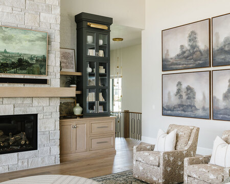 Down to Earth Projects | Utah Valley Parade at The Legacy at Meadow Ridge - fireplace cabinets and furniture in family room 