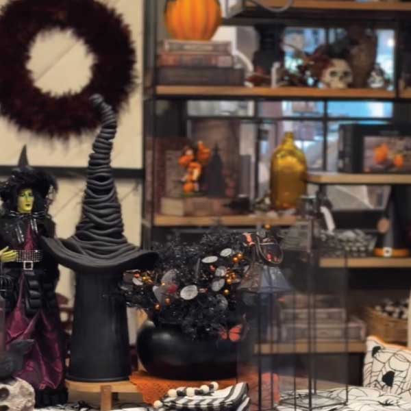 witch and halloween decor