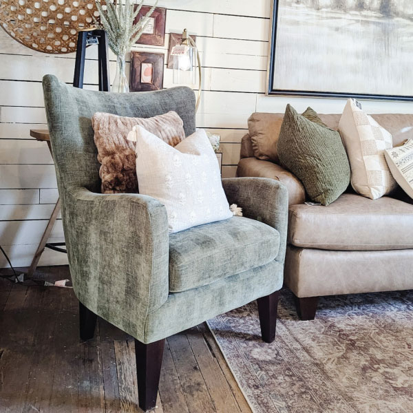 chair and sofa on cf home showroom floor